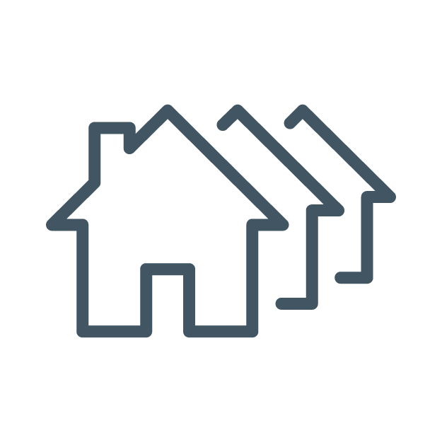 Row of homes icon