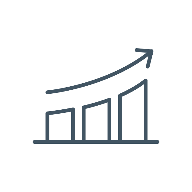 Graph and up arrow icon